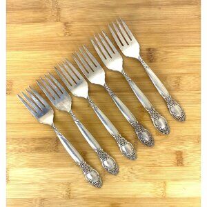 Oneida Community Ballad Country Lane 6 Salad Forks Silverplate Flatware Vintage